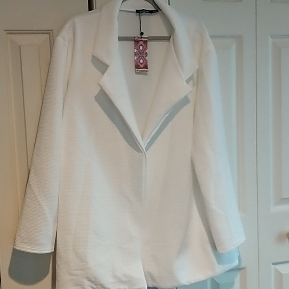 Boohoo Plus Size Textured Ribbed Ivory Blazer 22 - Picture 9 of 9